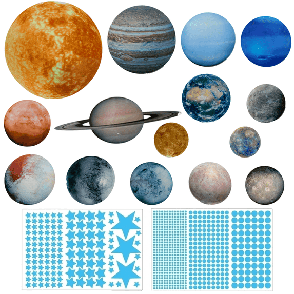 780 Pcs Glow In The Dark Solar System Wall Stickers, Luminous Planet Star Dot Wall Decals, Space Decor for Kids Bedroom Ceiling Home Decor