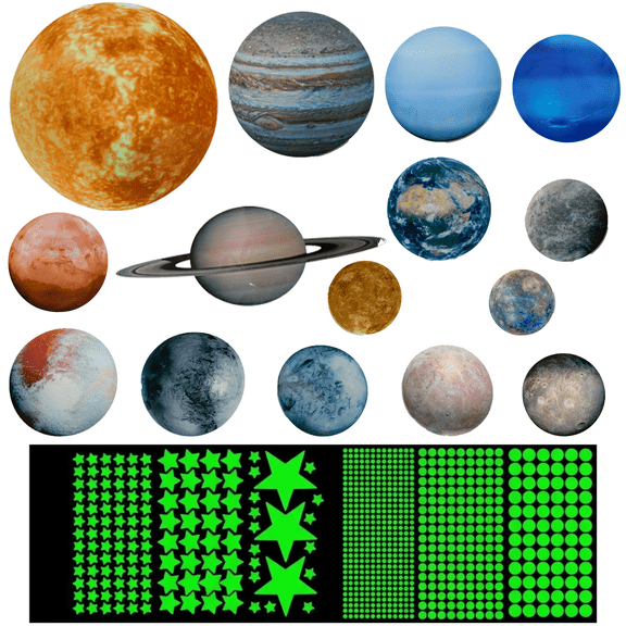 780 Pcs Glow In The Dark Solar System Wall Stickers, Luminous Planet Star Dot Wall Decals, Space Decor for Kids Bedroom Ceiling Home Decor