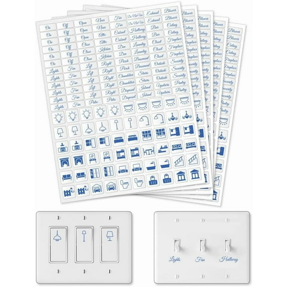 780 Pcs Light Switch Sticker Labels 62 Designs Transparent Switch ID Sticker Blue Switchboard Label Decals for Home Kitchen Bathroom Office School Blue for diy making