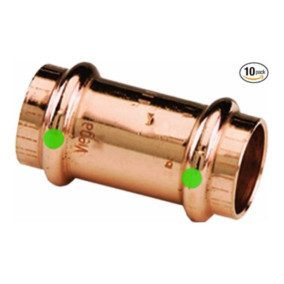 78052 ProPress Zero Lead Copper Coupling with Stop 3/4-Inch P x P, 10-Pack