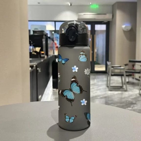 780ML 3D Printed Butterfly All-Over Design Water Bottle BPA-Free Sports Bottle with Leak-Proof Flip Lid Perfect for Gym Session