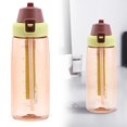 thumbnail image 1 of 780ml Transparent Plastic Water Bottle, Straw Drinking Cup, Reusable Sports Tumbler, Lightweight Fitness Kettle, Portable Hand Strap, Snap Lock Flip Cap, for Camping, Hiking and Outdoor Sports, 1 of 4