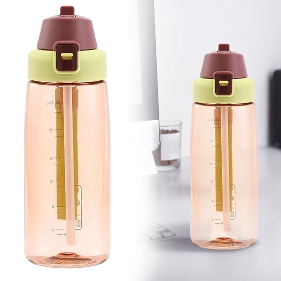 780ml Transparent Plastic Water Bottle, Straw Drinking Cup, Reusable Sports Tumbler, Lightweight Fitness Kettle, Portable Hand Strap, Snap Lock Flip Cap, for Camping, Hiking and Outdoor Sports