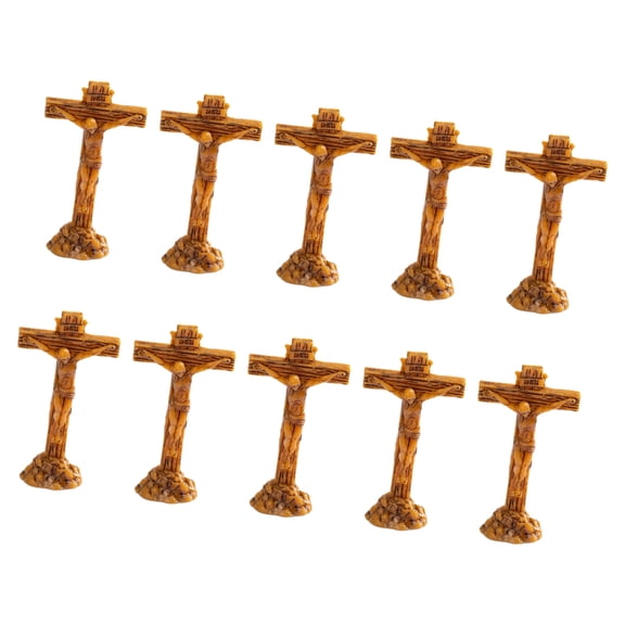 7829 10Pcs DIY Creative Miniature Crosses Ornament Catholic Standing Crucifix with Base For Religous Home Church Altar Decors