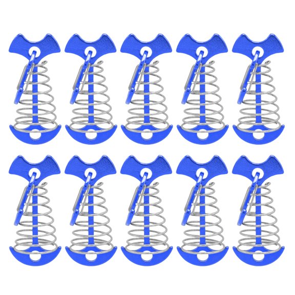 7829 10Pcs Windproof Fishbone Deck Anchors Peg Spring Guyline Tensioner Cord Adjuster Deck Planks Board Tent Stake Enduring