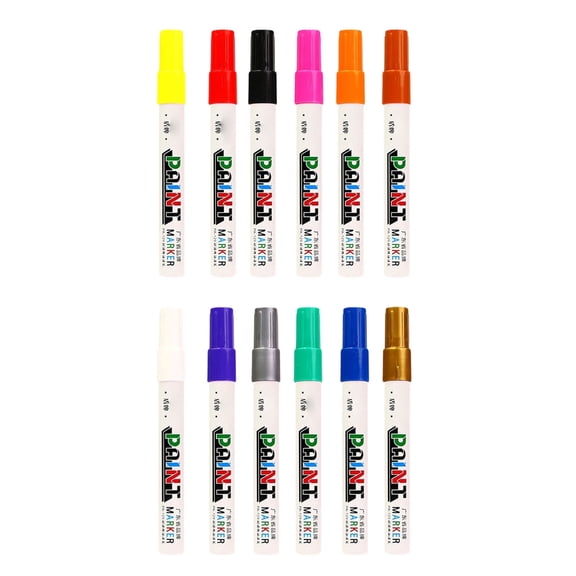 7829 12Pcs Industrial Paint Markers 3MM Tip Waterproof Oil Based Paint Pens For Construction Marking And Automotive Work