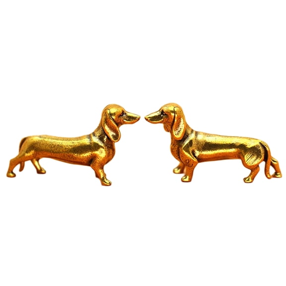 7829 2 Piece Brasses Dachshund Miniature Sculpture DetailedAn1ma1Figurine For Artistic Homes Decors And Collectible Ornament