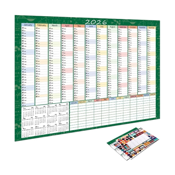 7829 2026 wall calendar, poster-Styles weeklys planner with stickers, Made Ofss 12-month thick paper, suitable for home, office, school, teachers and students.