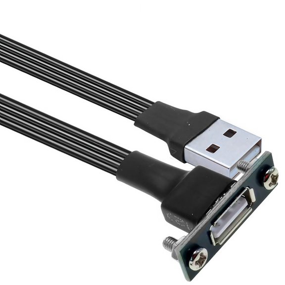 7829 20cm to 300cm TPE USB 2.0 Extension Wire Extender Cable With Panel Mount Detailing For Various Devices