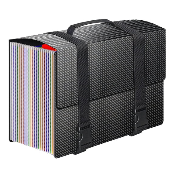 7829 25 Compartments Expandable File Organiser Bag Handheld Plastic Document Case