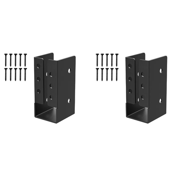 2Pcs Adjustable Metal Railing Bracket Connector, Corrosion-Resistant Joist Hanger for Secure Deck Beam Flange