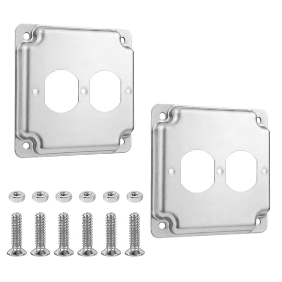 7829 2pcs Heavy Duty Steel Electrical Box Covers for 4 Inch Square Junctions Boxes