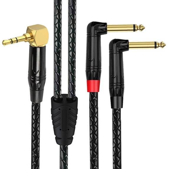 7829 3.5mm To Two 6.35mm Y Splitter Cord 1/8inch to 1/4in Cable for Home Theater
