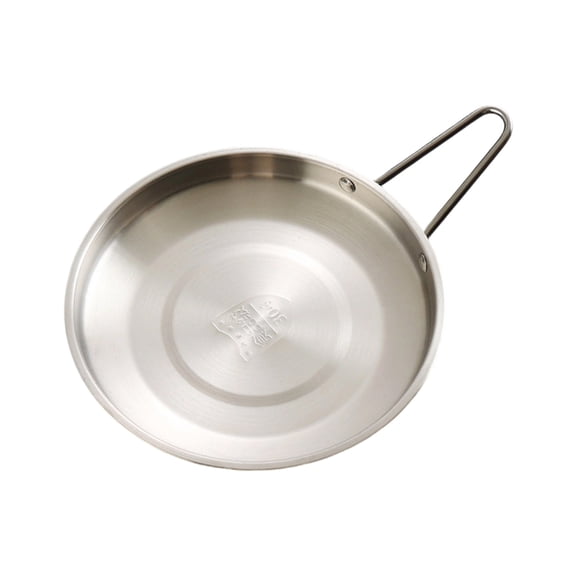 7829 304 Stainless Steel Serving Dish With Convenient Handle Round Steak Plate Snacks Tray Platter For Daily Use And Outdoor