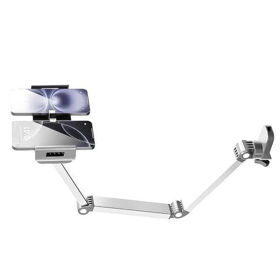 7829 4 Axises Adjustable 360 Degree Rotating Tablets Phone Stand with Foldable Arm and Clamp Mount for Desktop Use