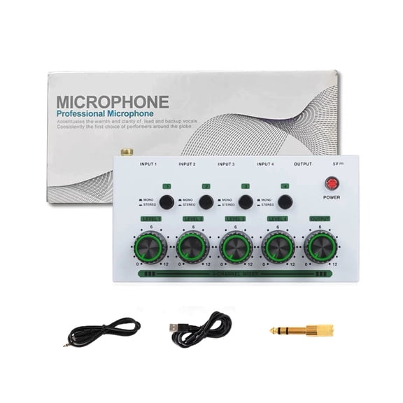 7829 4 Channel Auditory Mixer Metal Body Clear Sound Recording For Music Production