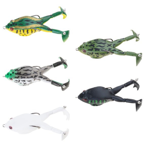 7829 5Pcs Soft Fishing Lures Large Mouth Fishing Artificial Frogs Lures with Hook