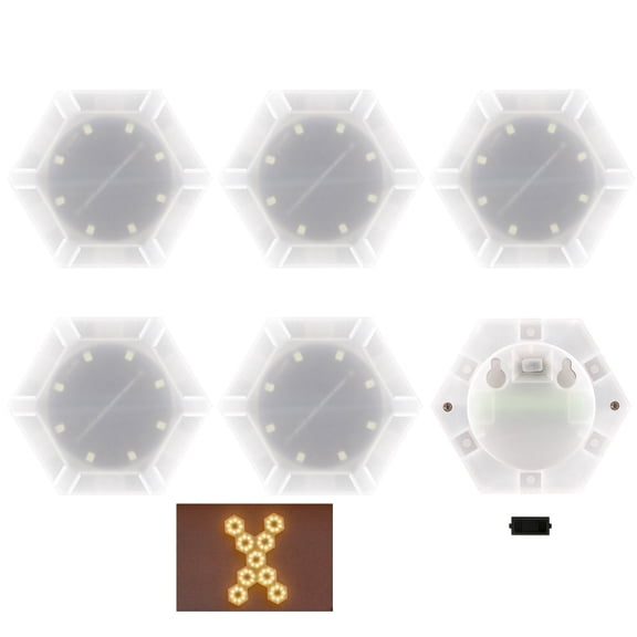 7829 6Pcs Hexagonal Solar Wall Lamps Waterproof Decorative Lights Easy Installation