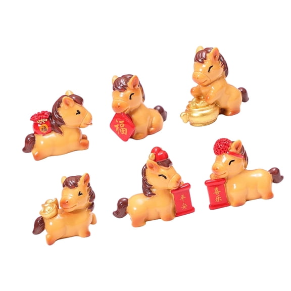 7829 6Pcs Tiny Horse Figures Elegant Synthetic Design Perfect Gift For Any Occasion