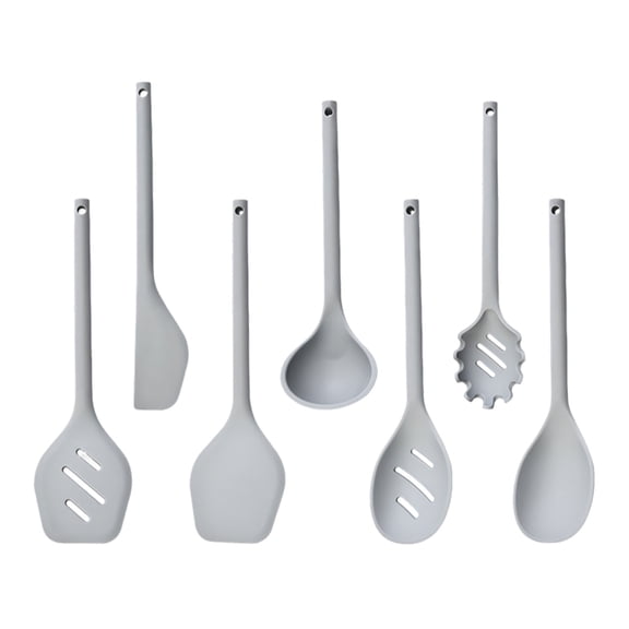 7829 7Pcs Soft Silicone Cooking Spoon And Spatula Set Kitchen Tool With Ergonomic Handle For Nonstick Cookware