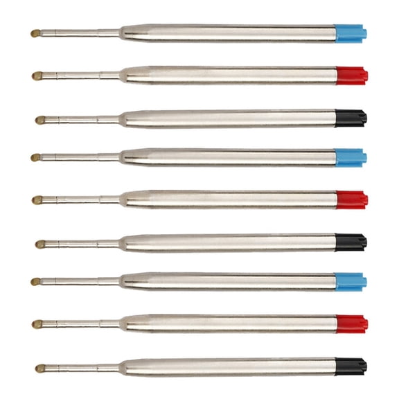 7829 9Pcs Replaceable Pen Refills, Ball Points Ink Pens Refills for Writing Metal Ballpoint Pen Refills, 3 Color Ink Refills