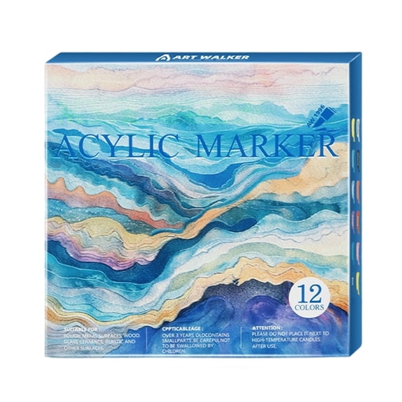7829 Acrylic Marker 12/24/36/48 Color Acrylic Paint Pen Brush Tip Marker for Painting on Paper Wood Glass Fabric Metal Stone
