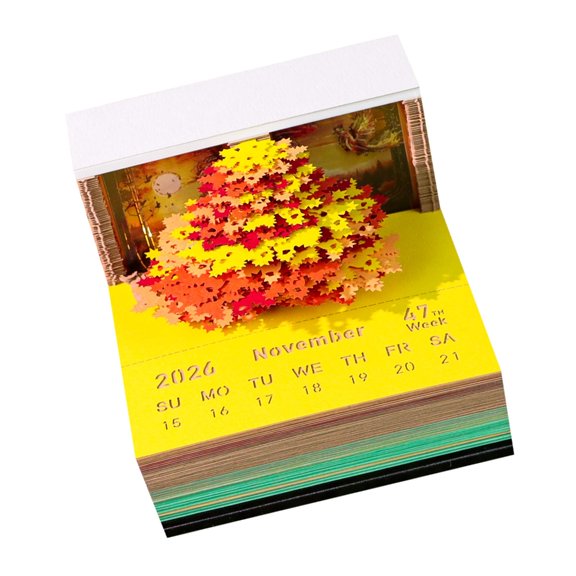 7829 Artistic 2026 Desk Calendar With 3D Crafted Design And Practical Removable Writing Pages
