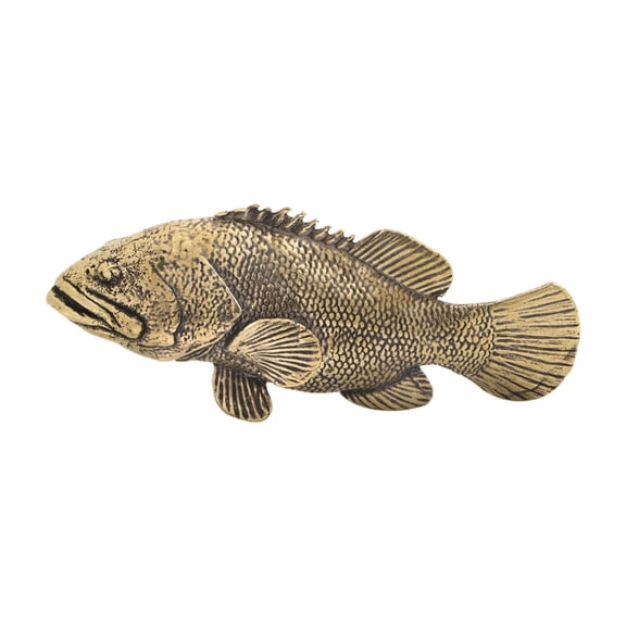 7829 Brasses Chinese Antique Grouper Fish Sculpture Hand Carved Home Decors Ornament