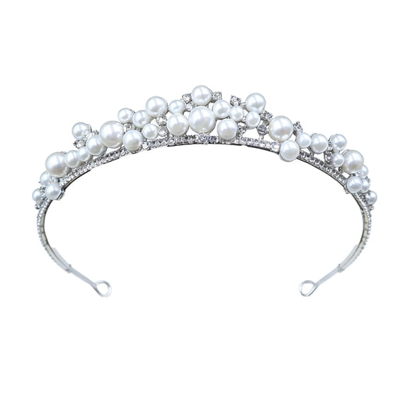 7829 Bridal Pearls Crown Hairband Suitable for Women Formal Event and Photo Shoots