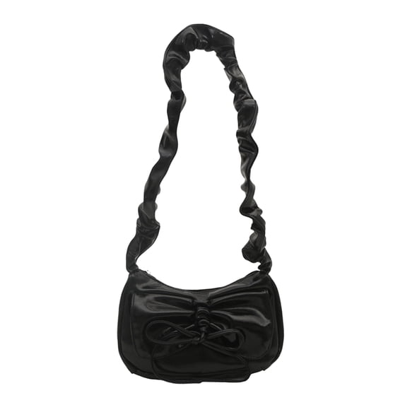 7829 Chic Pleated One Shoulder Bag Casual Unique Bowknot Crescent Shape Fashion Purse