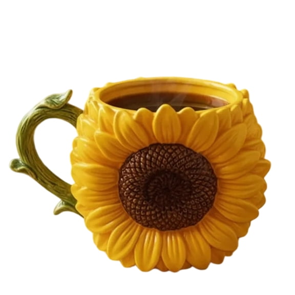 7829 Creative Pattern Resin Beverage Mug Handcrafted Flower Themed Cup with Handle