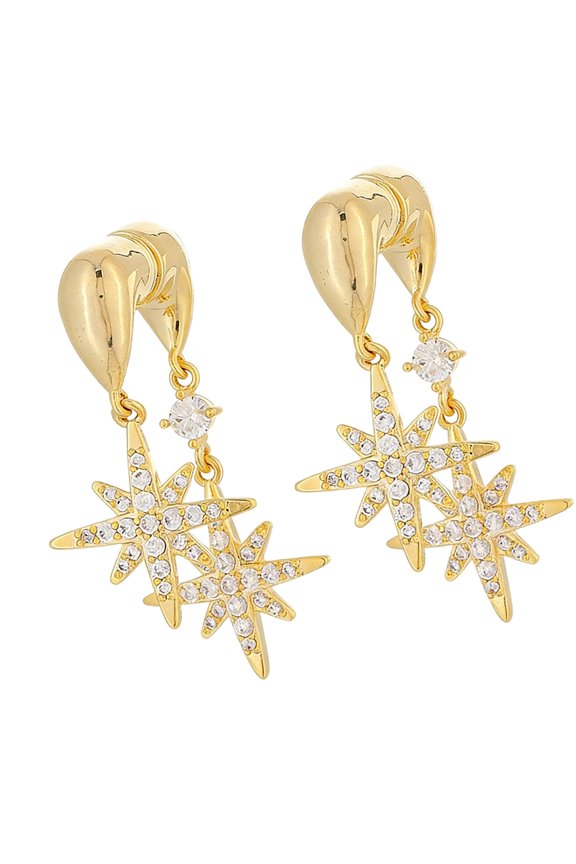 7829 Cubic Zirconia Eight Pointed Stars Drop Earrings Dangling Jewelry for Women