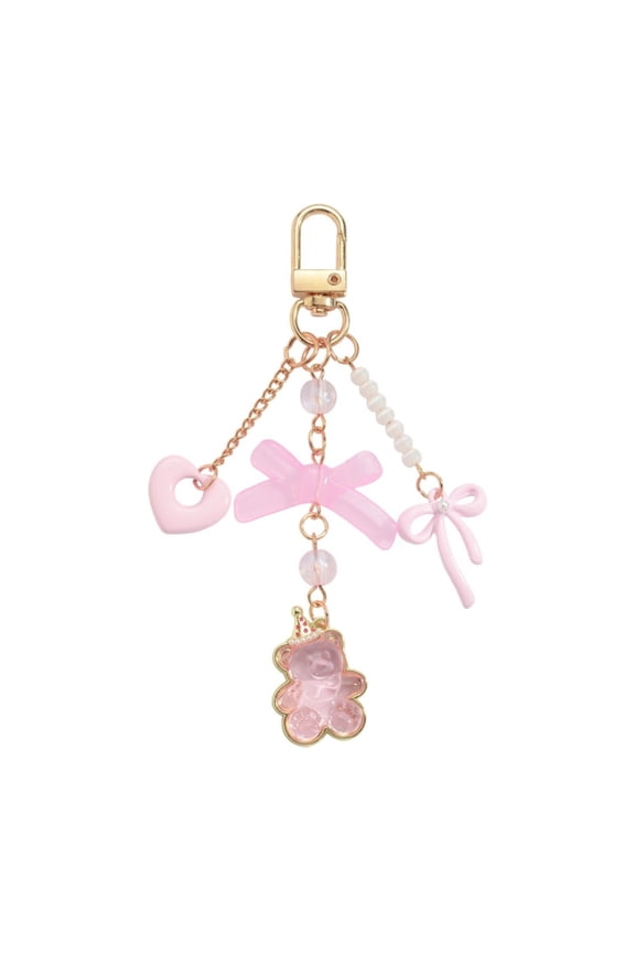7829 Cute Bear Bows Heart Keychain Aesthetic Keychain Accessories Car Key Rings