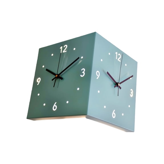 7829 Decorative Wall Clocks Sensors Light Square Double Sided Corner Wall Clock