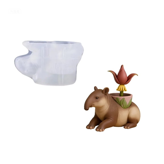 7829 Easy Demold Tapir Silicone Planter Mold For Resin Candle Container Making