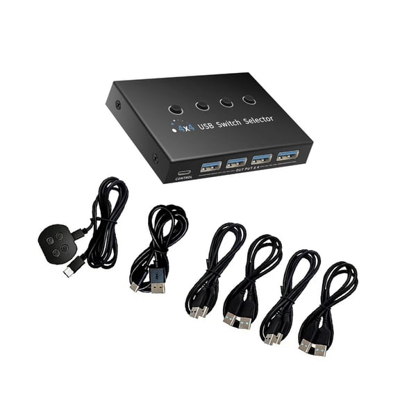 7829 Efficient USB3.0 Device Switcher 4 Way Selector Hub For Multiple PC Use