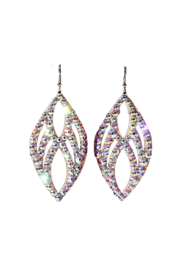 7829 Elegant Double Face Rhinestones Earrings For Belly Dancing And Special Occasions