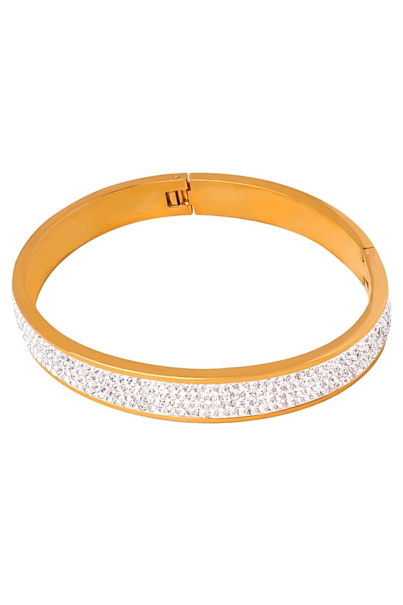 7829 Fashionable Geometric Circle Bracelet With Sparkling Stones Spring Clasp Bangle For Women Party Accessories