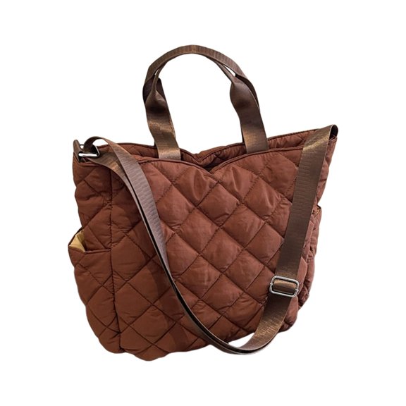 7829 Fashionable Quilted Fabric Shopper Bag With Adjustable Strap Large Capacity