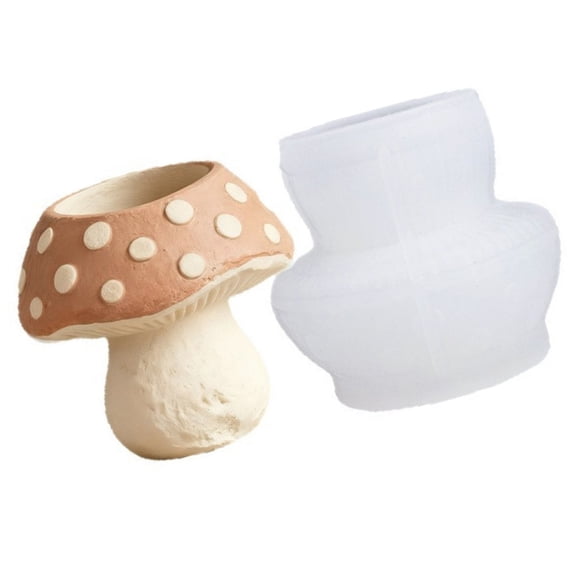 7829 Flexible Silicone Mushroom Shape Planter Mold For Resin Art Concrete Cement Casting And Decorative Candle Container