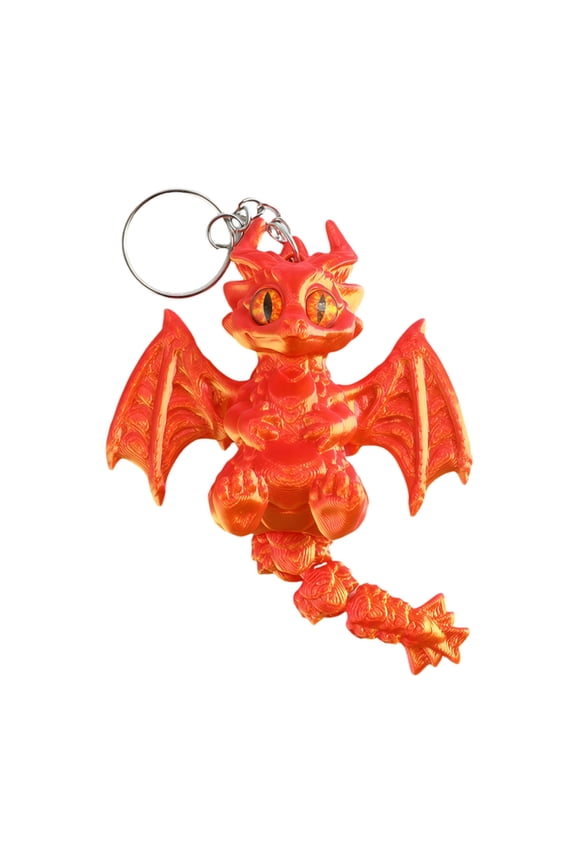 7829 Fun 3D Printed Western Dragon Keychain Pendant With Adjustable Tail And Wing