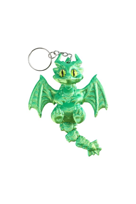 7829 Fun 3D Printed Western Dragon Keychain Pendant With Adjustable Tail And Wing