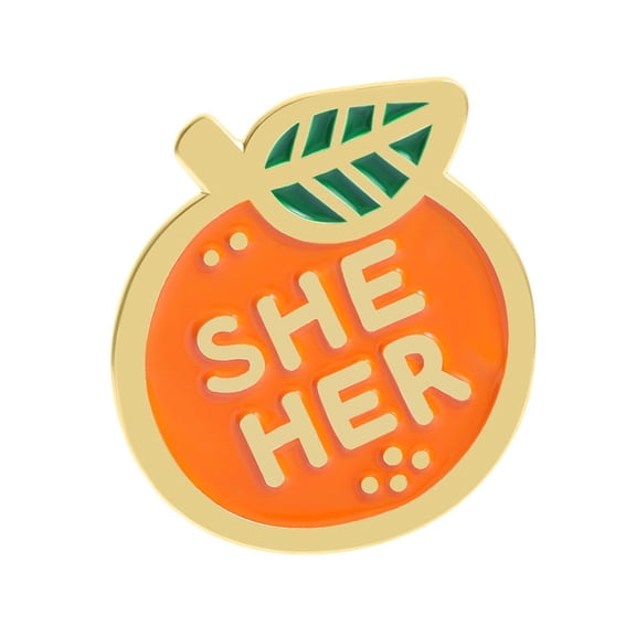 7829 Funny THEY THEM SHE HER Enamel Pin Orange Designs Badge Jewelry Accessory