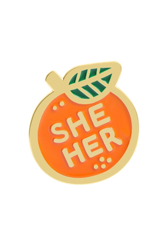 7829 Funny THEY THEM SHE HER Enamel Pin Orange Designs Badge Jewelry Accessory