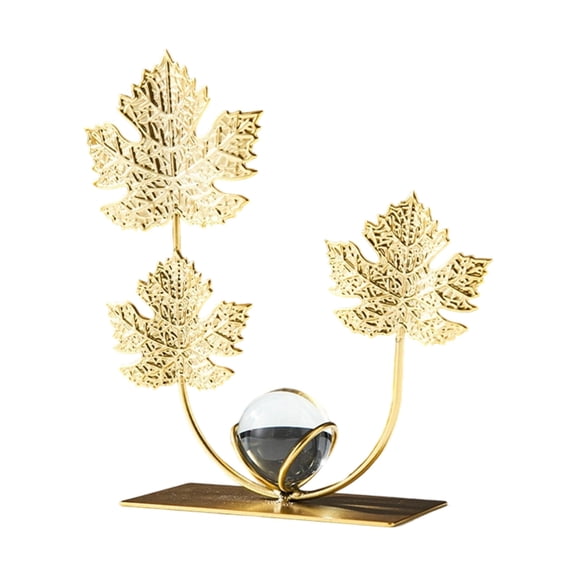 7829 Gold Leaves Statues Desktop Ornament Metal Leaves Sculptures Home Decors Gift
