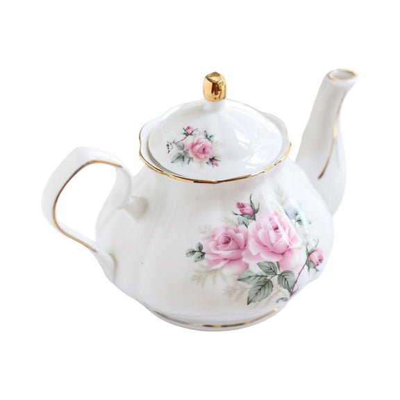 7829 Large Capacity Floral Embossed Teapot With Ergonomic Handle Porcelain Tea Pot