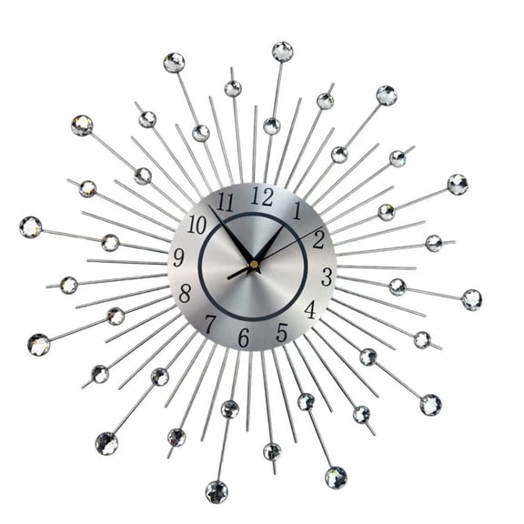 7829 Luxury Crystal Studded Quiet Metal Wall Clock No Ticking for Living Room Decors