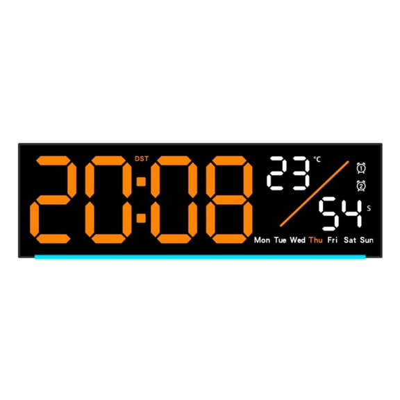 Digital LED Clock with Time Date Temperature Alarm Timers Stopwatch Soft Rings Modern Design for Bedroo