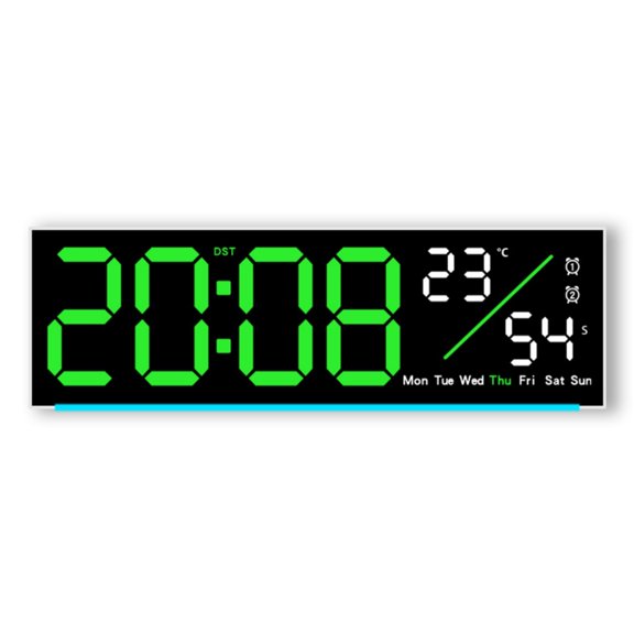 Digital LED Clock with Time Date Temperature Alarm Timers Stopwatch Soft Rings Modern Design for Bedroo