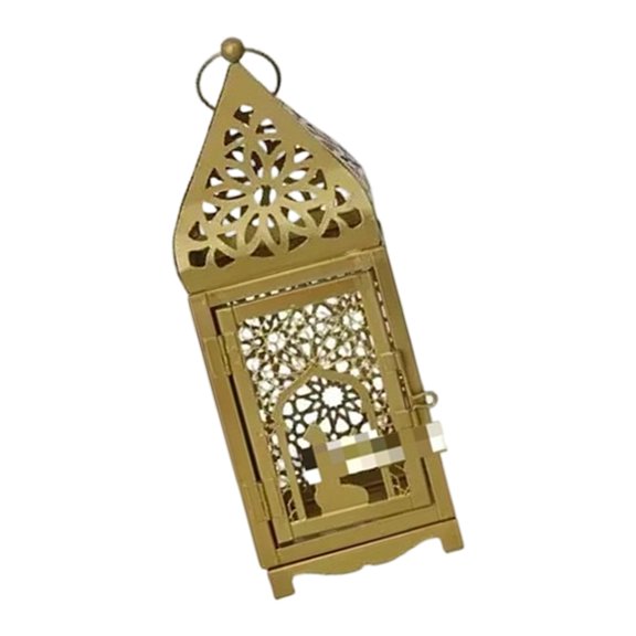7829 Moroccans Hollow Out Candle Holders Antique Gold Lantern Decorative Candle Stand for Indian Wedding Eid Ramadans Event
